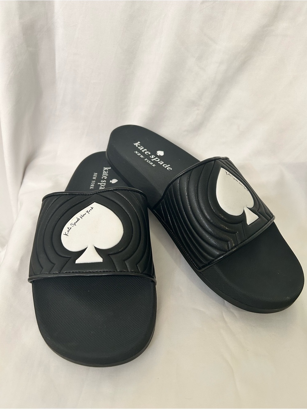 kate spade Black Slide Sandals with White Spade Accent ❤️